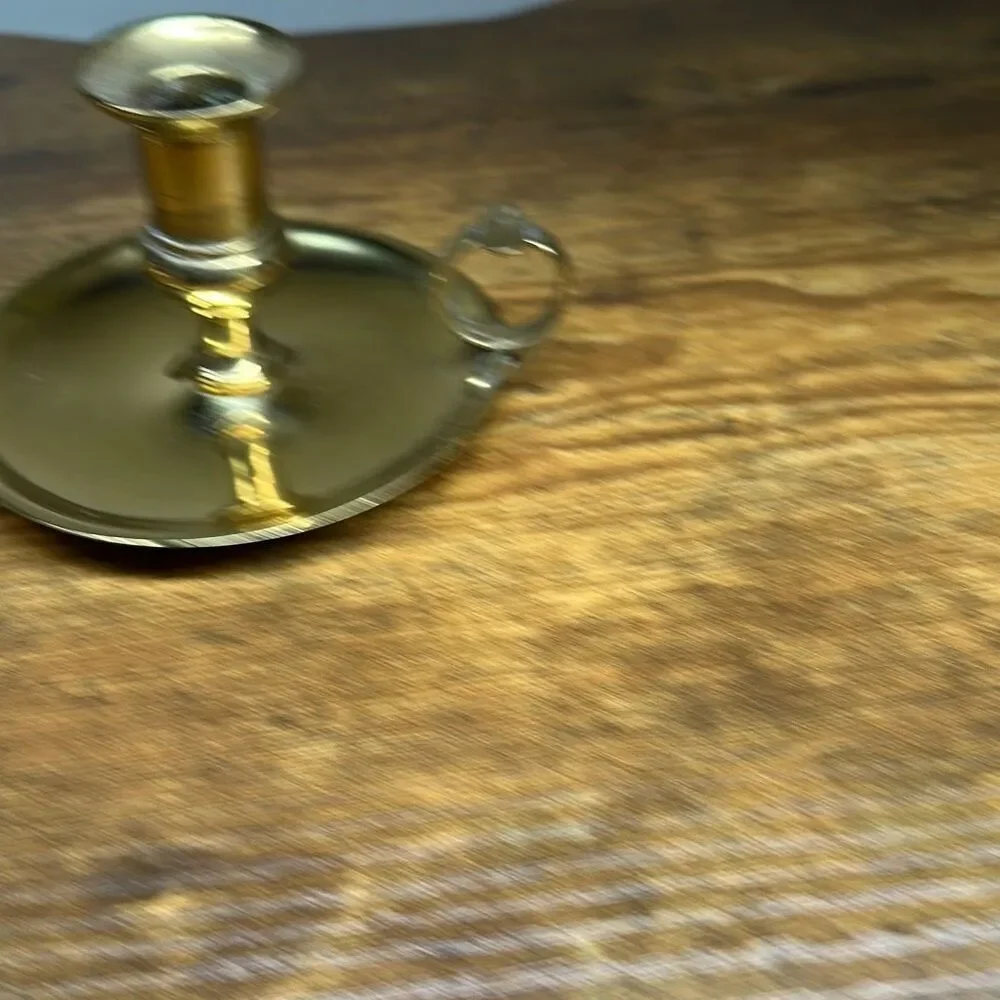 5” Shiny Brass Taper‎ Candlestick Holder and Chamberstick with Finger Loop set 2